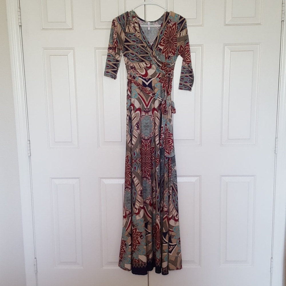 PinkBlush Maternity Quarter Sleeve Maxi Wrap Dress